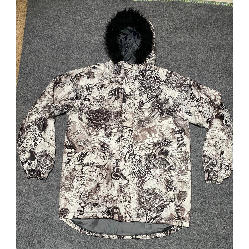 Fox Racing Ski Snowboard Jacket All Over Print Graffiti Mens XL Coat -